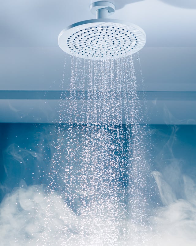 Hot Water falling from a shower head